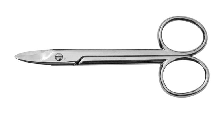 Special sheet metal shears, nickel-plated, sharp cutting edge, straight, 100 mm