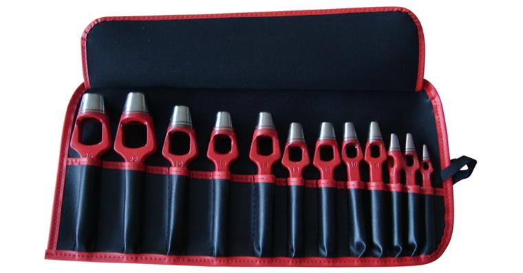 Leather wad punch set, 12 pieces, 3-25 mm in case