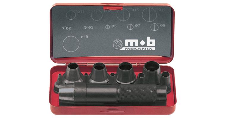 Punch set, 11 pieces, with holder 3-20 mm