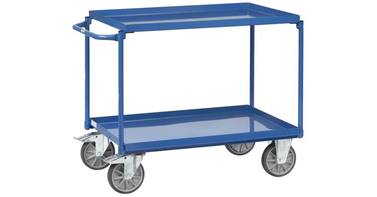 Table trolley w/ tub 2 shelves load 400 kg loading surface 850x500 mm RAL 5007