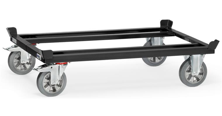 Pallet trolley elastic loading surface 1210 x 810mm load cap. 1200 kg RAL 7016