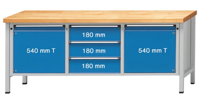 Cabinet workbench model 122 V universal plate height 900 mm RAL 7035/5012