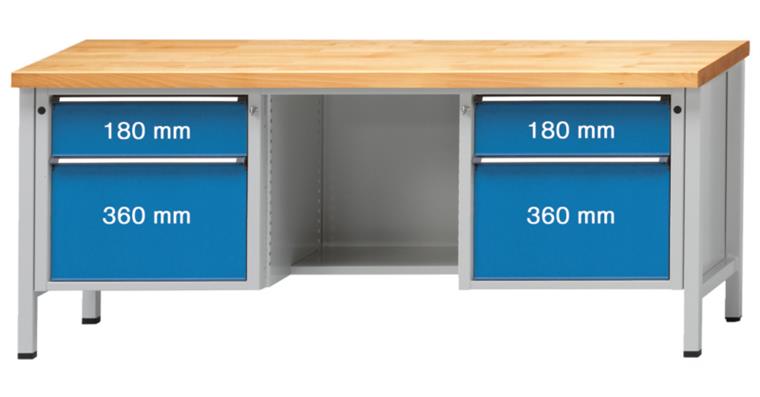 Cabinet workbench series V H=900mm univ. plate 2000x700mm RAL7035/5012 160kg