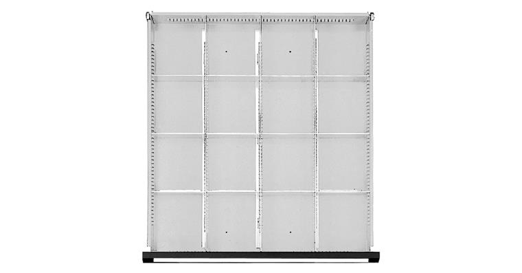 Drawer partition set 1/4 split 500-540 mm for front height 90-150 mm