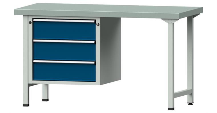 Combination workbench 1500x700x850mm model 706V pl. w/ sh. st coat. RAL7035/5010