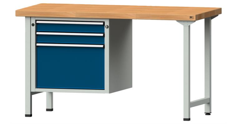 1082078460 Kombiwerkbank 1500x700x850mm Modell 702V Buche-Massiv-Platte RAL7035/5010