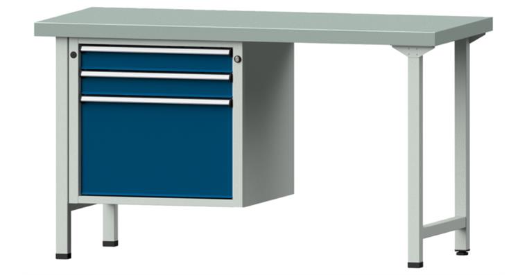 1082078462 Kombiwerkbank 1500x700x850mm Modell 702V Platte mit Stahlblechbelag RAL7035/5010