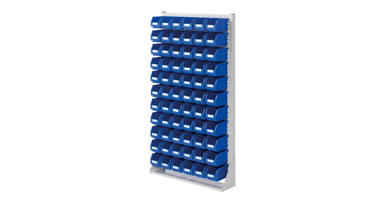 Stellwand 1790x1000x240mm einseitig mit Sichtlagerkästen 66xGr6
