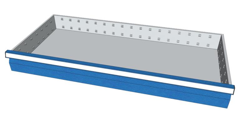 CNC drawer 900x400x100mm RAL7035/5012 for hinged door cabinet cat. no. 83965 601