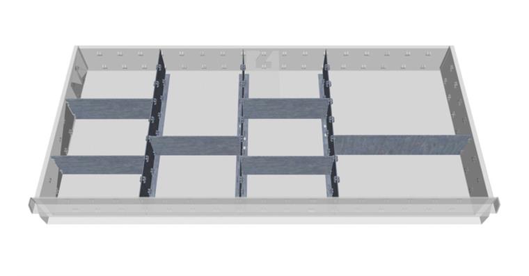 Schubladeneinteilung Metall Fronthöhe 100 mm für Schränke 980 mm breit