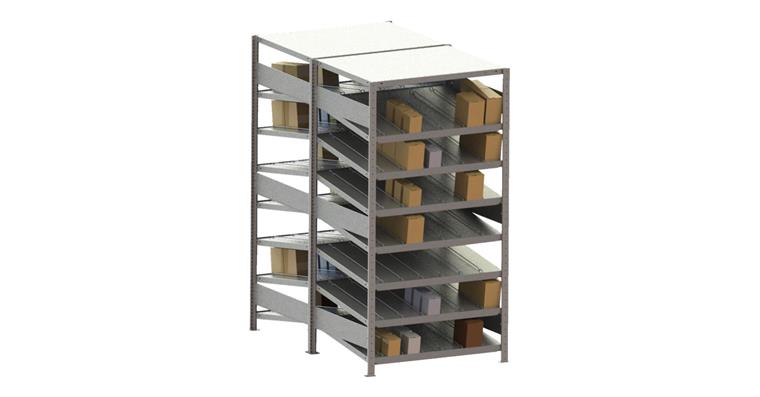 Slanting rack basic bay dbl-sided with 8 shelves, zinc-plated 2000x1000x800 mm