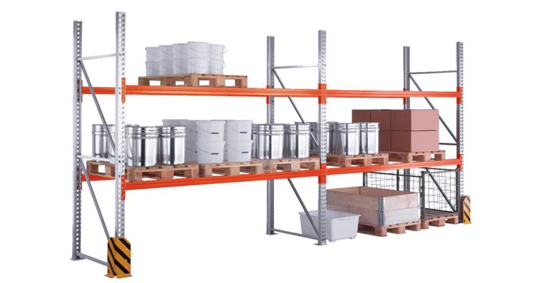 Paletten-Grundregal mit 3 Lagerebenen Holm 85/15 HxLxT 2700 x 1825 x 1100mm