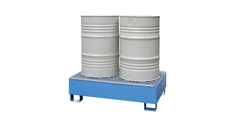 Auffangwanne 1250x820x340 für 2 Fässer, RAL 5015, Traglast 500 kg
