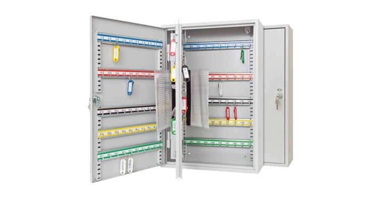 Schlüsselschrank 200 Haken Sicherheitsschloss lichtgrau HxBxT 550x380x140 mm