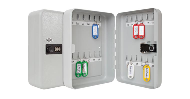Key cabinet 24 hooks mechan. combination lock light grey HxWxD 250x186x94 mm