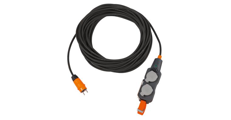 Extension cable power block 4-way with 15 m cable H07RN-F 3G2.5 IP 54 black