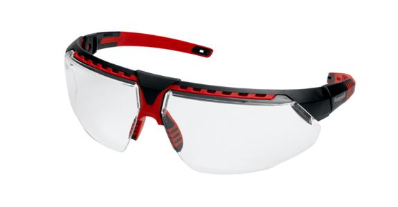 Schutzbrille Avatar, Rahmen schwarz/rot, Scheibe klar, UV 400