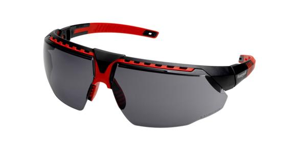 Schutzbrille Avatar, Rahmen schwarz/rot, Scheibe grau getönt, UV 400