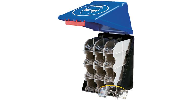 Schutzbrillenbox ABS-Kunststoff Farbe Blau LxBxH 23,6x31,5x20 cm für 12 Brillen