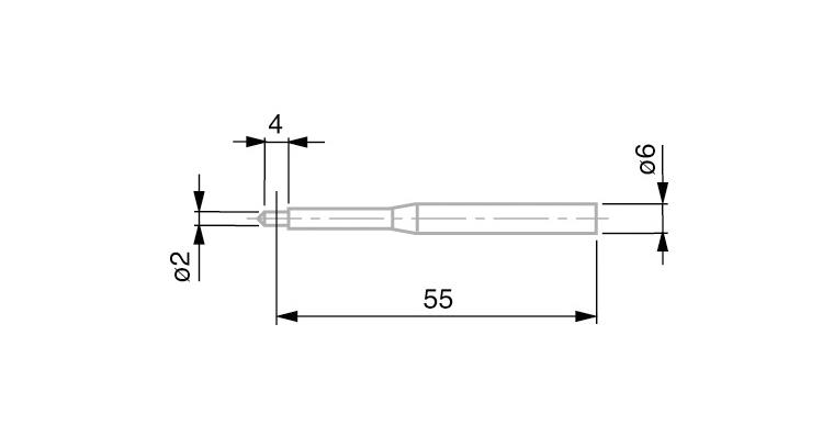 TESA Messeinsatz mit kleiner zylindrischer Hartmetall-Messfläche 2 mm