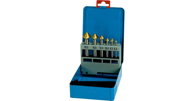 1012251101 LIZZARD Kegel- und Entgratsenker-Satz 6tlg. 90° HSS/TiN 6,3-20,5mm in Kst.-Kassette