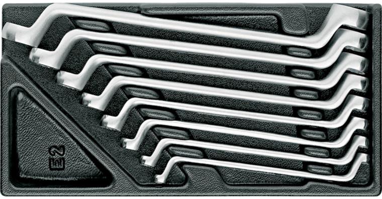 Depressed centre box-end wrench set 8 pcs, in 1/3 tool module, AF 6x7-20x22 mm