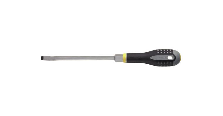 Workshop slotted screwdriver, 3-component handle, hex shoulder, 1.0x5.5x125 mm