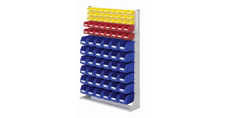 Stellwand 1450x1000x240mm einseitig mit Sichtlagerkästen 36xGr6 16xGr7 24xGr8