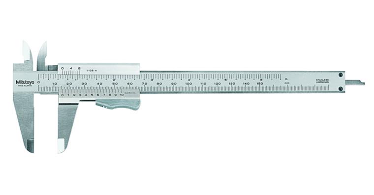 Precision pocket vernier callipers 0-150 mm/0-6 in w. torque clamping 0.05 mm