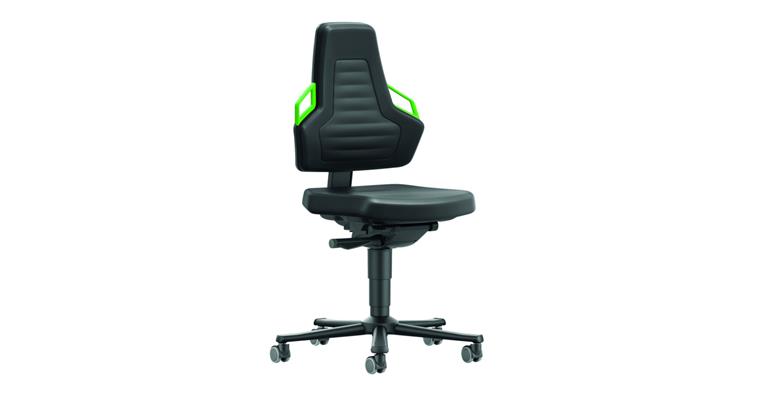 Arbeitsdrehstuhl Nexxit 2 Sitzhöhe 450-600mm mit Rollen PU-Schaum Griff grün
