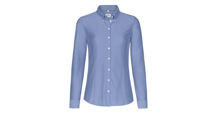 Long-sleeved stretch blouse ocean blue size L