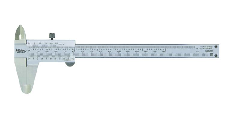 1001352657 Messschieber 150mm/inch, Feststellschraube, flach, 0,02mm