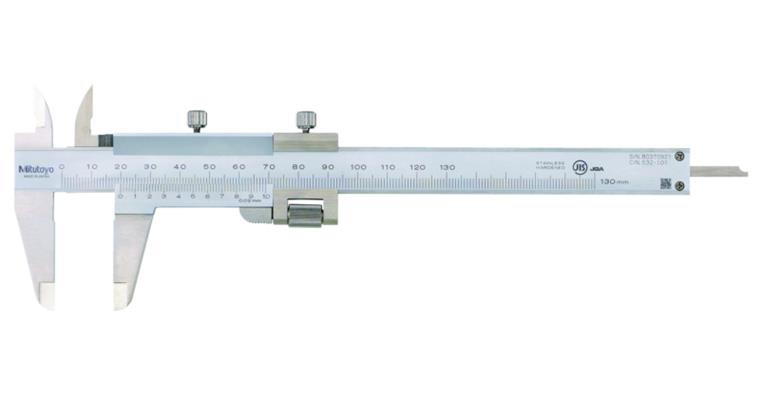 1001356885 Messschieber 130mm, Feststellschraube, flach, Feineinstellung