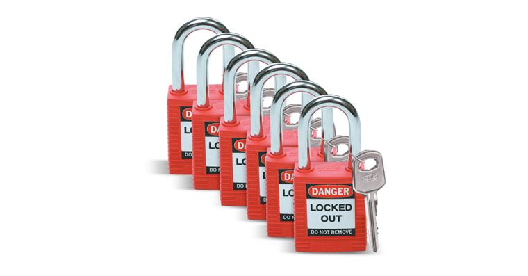 Safety locks made of steel, pack of 6