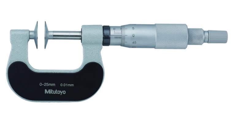 Micrometer with disc measuring surfaces and non-rotating spindle 25-50 mm