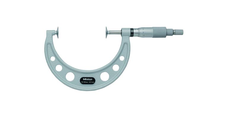 Micrometer with disc measuring surfaces and non-rotating spindle 75-100 mm