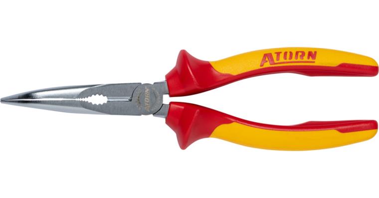 ATORN VDE-Flachrundzange 200 mm gebogen 2-Komponenten-Griff