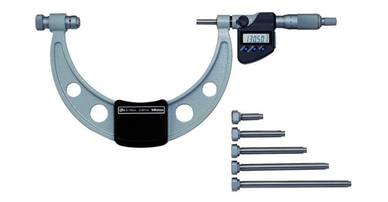 Bügelmessschraube mit wechselbarem Amboss 0-150 mm