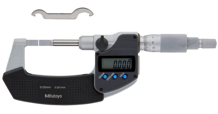 Micrometer with narrow measuring surfaces 0-25 mm type D