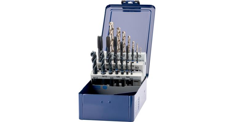 ATORN M3-M12 Gewindebohrer-Satz + Kernlochbohrer M3-M12 DL/SL 2,5xD 40 Grad PH