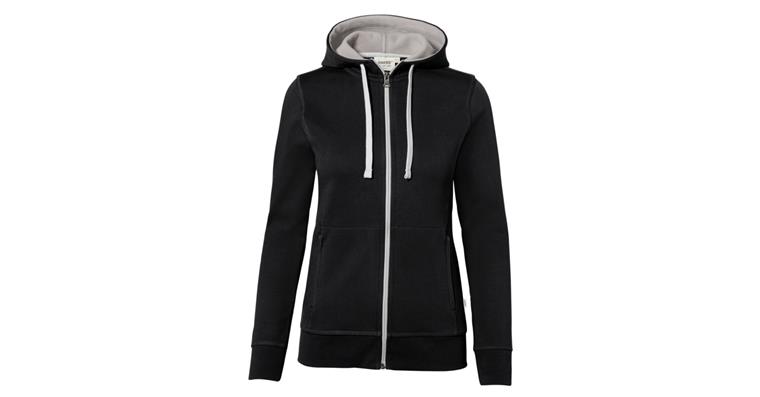 Women's hooded jacket bonded black/silver size M