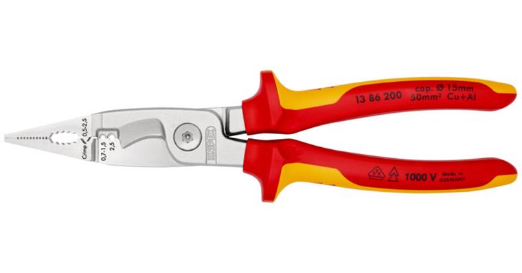VDE electrical installation pliers, bolted joint without opening spring 200 mm