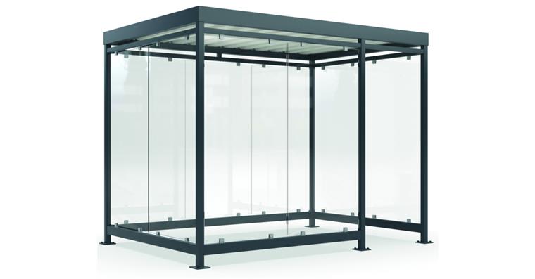 1085640102 Raucherunterstand Premium V2 B 3180 mm x T 2165 mm x H 2510 mm RAL 7016