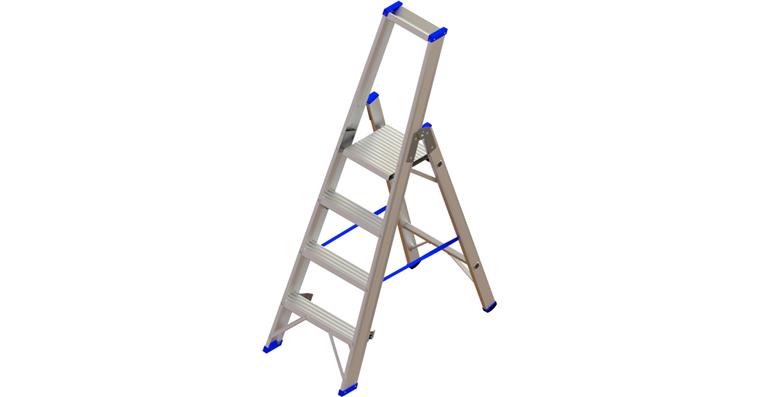 ATORN Alu-Stufenstehleiter mit Plattform 4 Stufen, 1-seitig