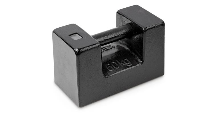 Prüfgewicht, OIML-Klasse M1, Nennwert 50 kg, Block, Gusseisen lackiert