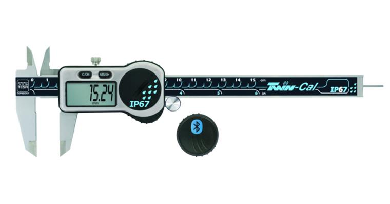 Messschieber IP67 digital 150mm, TWIN-CAL, Datenausgang, rund, Data-Pack, A-rad
