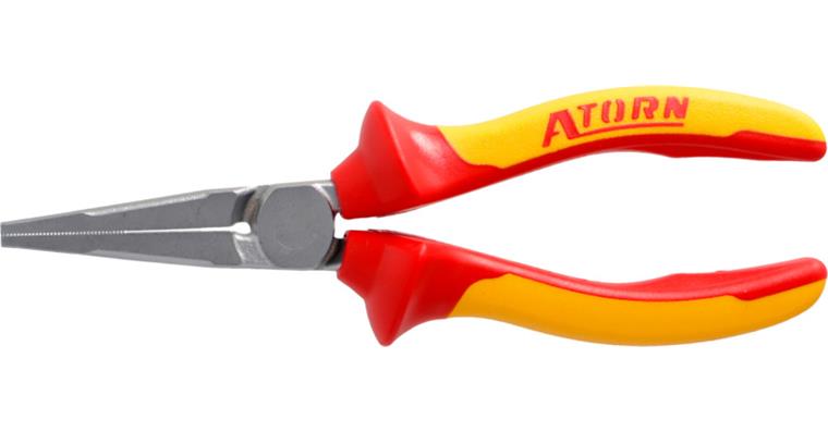 ATORN VDE long-nose flat pliers 160 mm, chrome-plated, 2-component grip