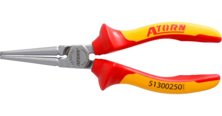 ATORN VDE long-nose round pliers 160 mm, chrome-plated, 2-component grip