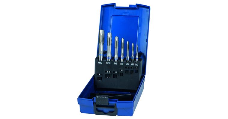 1014292300 Through hole screw tap set, 7 pieces, steel, 3xD, HSS-E M3-M12