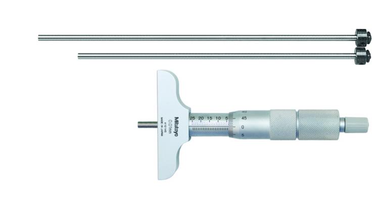 Tiefenmessschraube 0-50mm 101,6x16mm mit 2 Verlängerungen